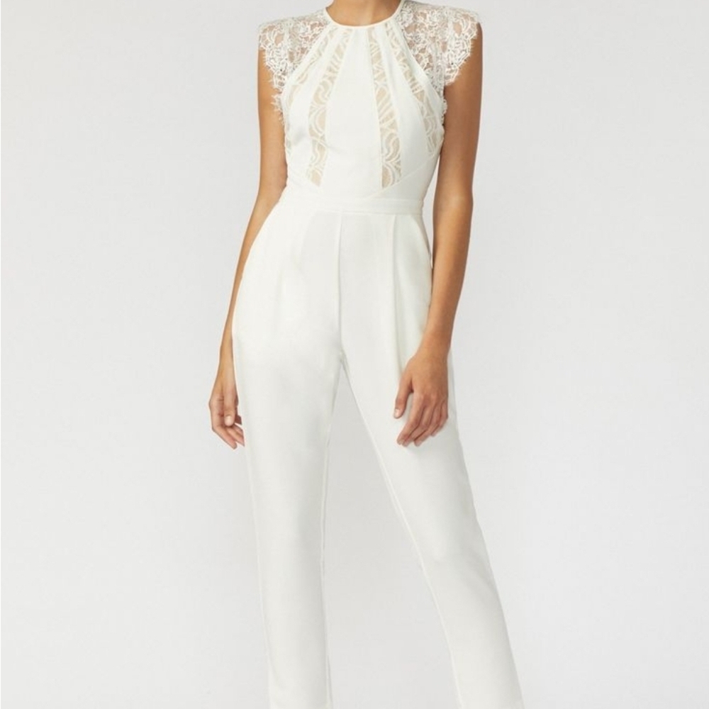 Adelyn Rae White Lace Sleeveless Jumpsuit